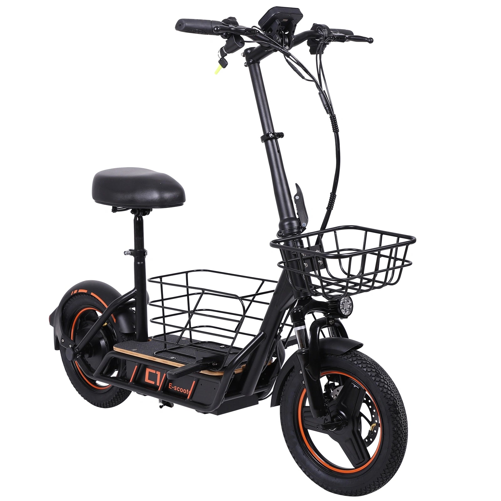 Freeboy H14 Cargo Seat Electric Scooter | Dual Suspension Off-Road E-Scooter with Storage Basket, Wide Deck, Heavy-Duty Tires & Foldable Frame