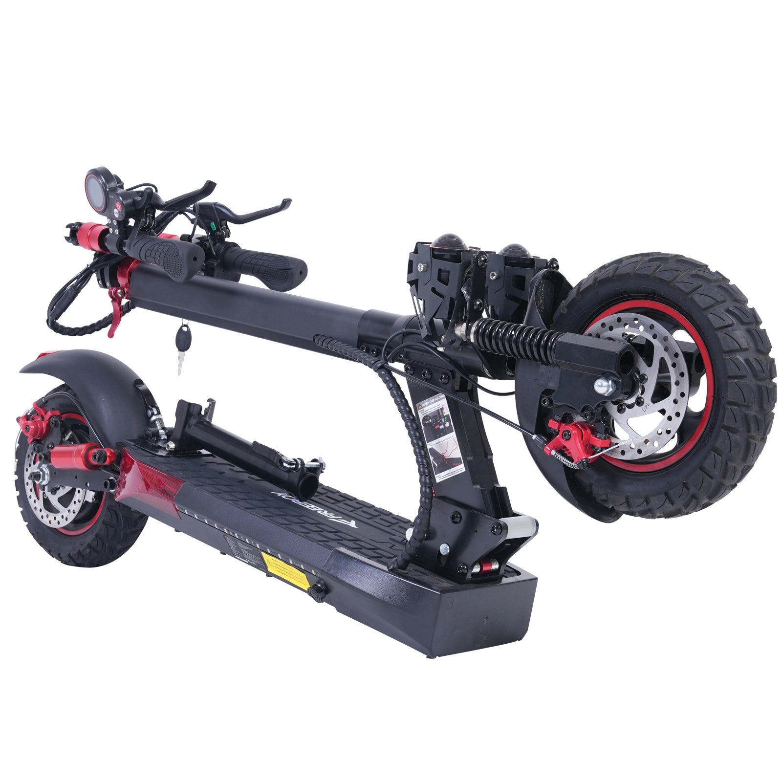 Freeboy J01 Seated Single-Motor Electric Scooter for Adults | Foldable Urban Commuting E-Scooter with Seat, Dual Suspension, Off-Road Tires