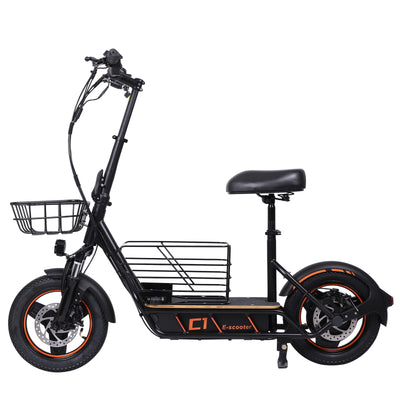 Freeboy H14 Cargo Seat Electric Scooter | Dual Suspension Off-Road E-Scooter with Storage Basket, Wide Deck, Heavy-Duty Tires & Foldable Frame